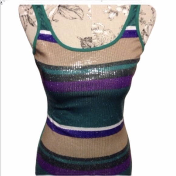 𝅺*lily & Lola Green/Purple Sequin Top S - Picture 1 of 4